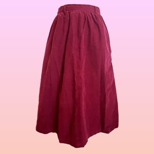 Red cordurouy skirt tea length with pockets